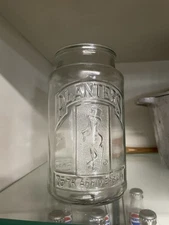 Vintage 1981 Planters Peanuts Mr. Peanut Glass Canister Jar 75th Anniversary