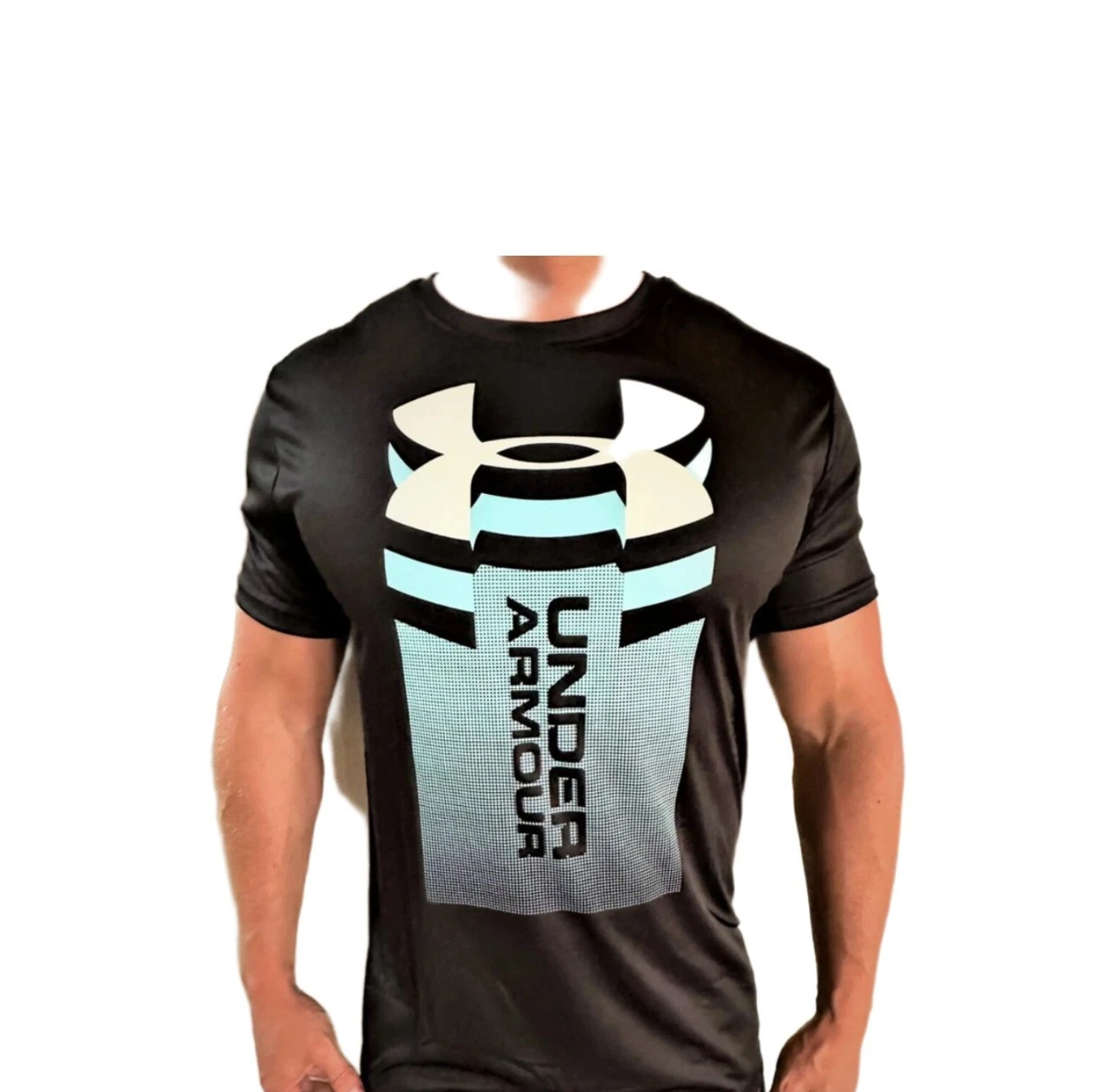 Under Armour Mens Black Loose Fit Gym Shirt Performance Training Tee Logo