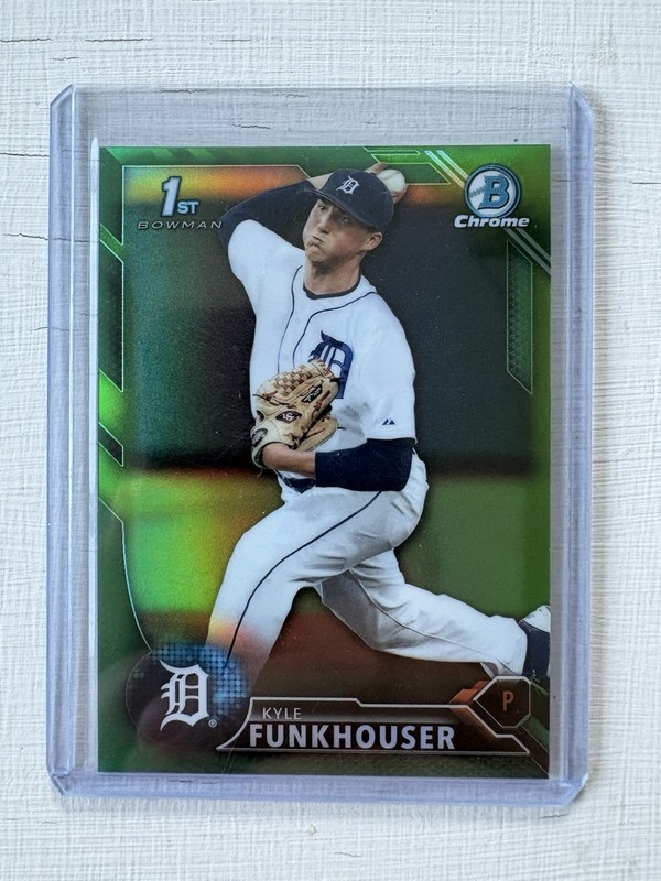 2016 Kyle Funkhouser 1st Bowman Draft Green Parallel RC /99 #BDC-22 Tigers