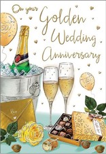 Wedding Anniversary Card - On Your Golden 50 50th Anniversary Regal Quality NEW