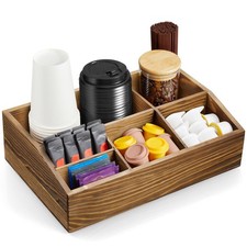 Burnt Wood Coffee Station Organizer for Countertop, Coffee Bar and Organizer,...