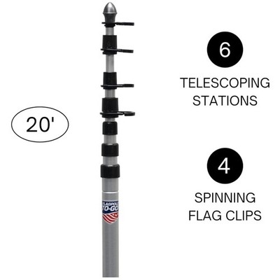 Adjustable Aluminum Flag Pole - 35 MPH Wind Resistant