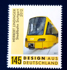 BRD 2017 Briefmarke, Stadtbahn Stuttgart, Herbert Lindinger, Eisenbahn, postf