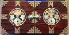 LG Asian Mother of Pearl Enamel Inlay Lacquer Wood Fold Out Jewelry Box Korean — photo 1