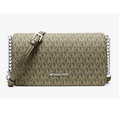 新品 MICHAEL KORS ショルダー バッグ Michael Kors Jet Set Signature Logo Crossbody Bag (Olive