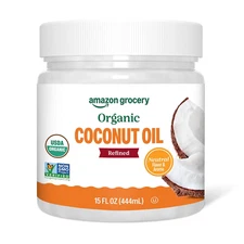 , Organic Refined Coconut Oil, 15 Fl Oz (Previously Amazon Fresh, Packaging May 