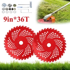 2 Pack 9" Carbide Brush Cutter Blades 36T with Universal Adapter for Trimmers