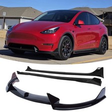 2020-2024 Tesla Model Y Front Bumper Lip Side Skirts Body Kit Gloss Black
