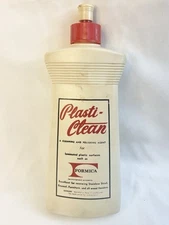 Vintage Cleaning Bottle EMPTY Plasti-Clean Formica Prop 60s 70s Plastic