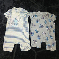 Disney Baby at Primark Stitch & Angel 2pc Babygrow Set 3-6M Full Zip Blue/White