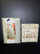 NWT Essential Home 70 in Round Woven Tablecloth Topper in Sage Green