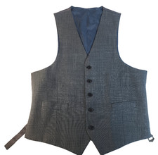 Ralph Lauren Suit Vest Mens Light Gray Wool Blend Button Up