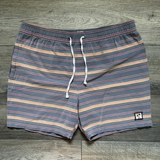 Marine Layer Men's M Swim Board Shorts Striped Drawstring Zip Pockets