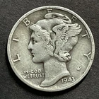 1943 Mercury Dime 10 cents USA Coin 90% Silver Liberty Freedom WWII Circulated