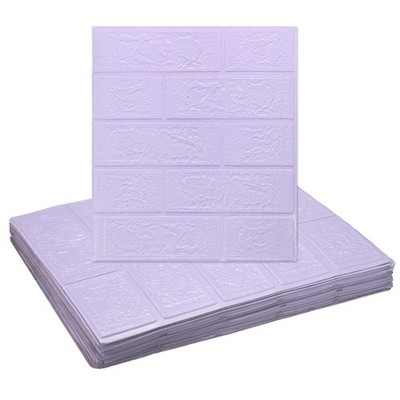 20pcs 3D Wall Panels Peel and Stick 13.8''x15.2'' Brick Design, Light Purple