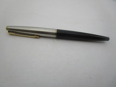 Vintage Parker 45 Black Brushed Chrome & Gold Fountain Pen