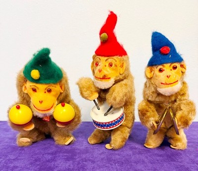 Vintage Max Carl Monkey Lot of 3 Wind Up Toys Germany Nice Lot!