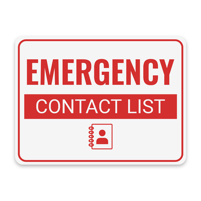 Classic Framed Plus Emergency Contact List Door or Wall Sign