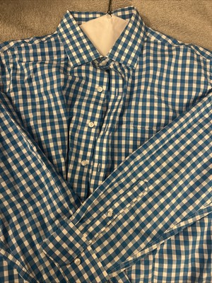 Men s 2X Southern Pines Long Sleeve Shirt. Blue And White.