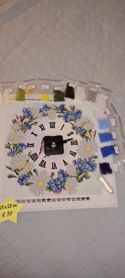   BEAD EMBROIDERY UHR MIT BLUMEN GÄNSEBLÜMCHEN KIT Stickerei 