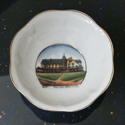 #ad Vintage Great Northern Hotel Millinocket Maine Souvenir Bowl Made in Germany $54.99