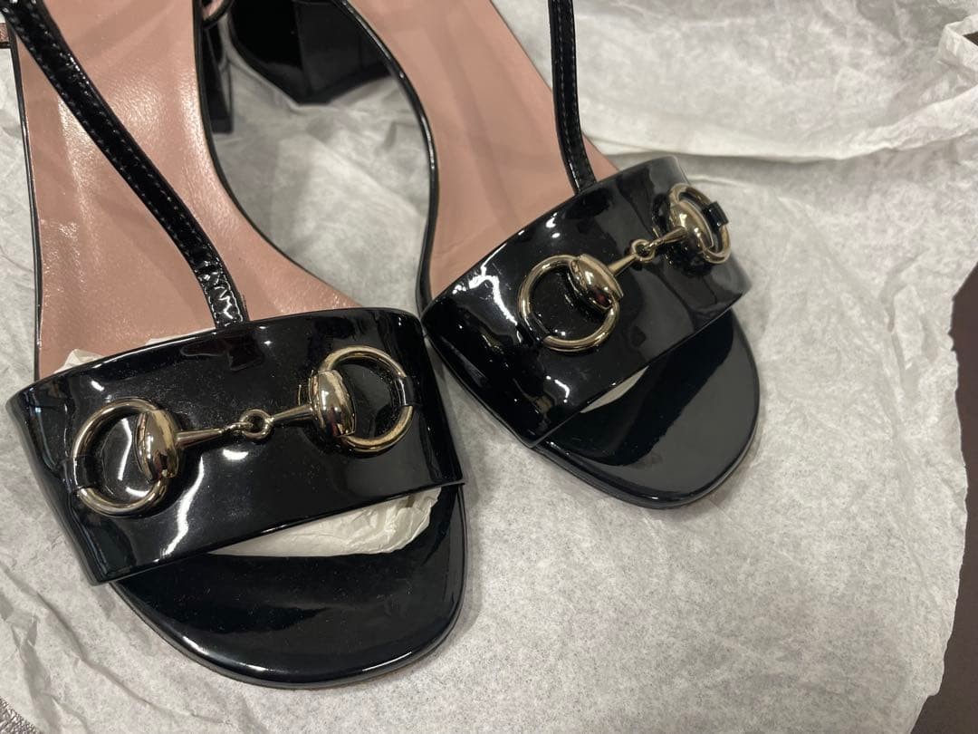Gucci Horsebit Sandals T-Strap Black Patent Leather Size 36.5 Abt US 6.5 Women thumbnail 16