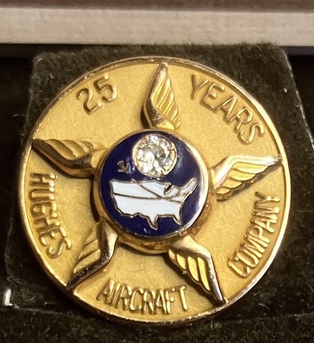 Hughes Aircraft Company 10K Gold and Diamond 25-year Employee Service Pin