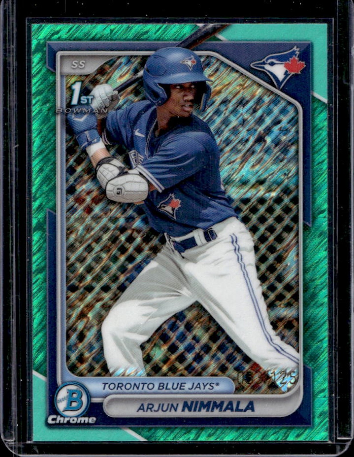 2024 Bowman Arjun Nimmala Chrome Aqua Shimmer Refractor 1st #/125