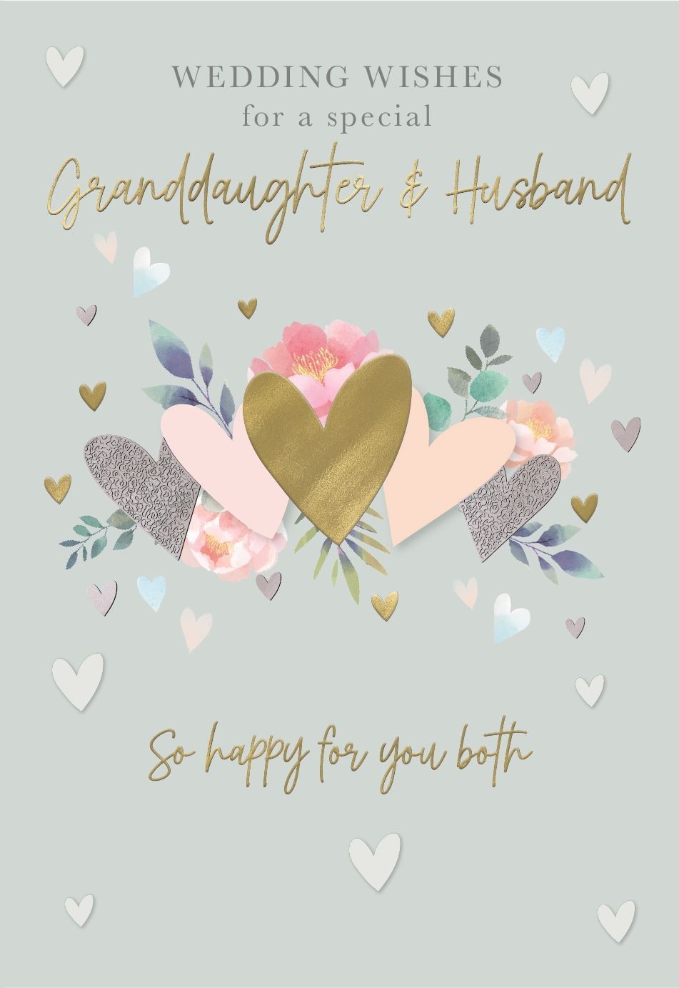 Wedding Card GRANDDAUGHTER. *Nine Inch Card, Gold foiling, Paper pages inside*