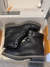 Timberland Men's Black Leather Ankle Lace-Up Boots UK 8 Round Toe Logo