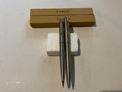 Parker 45 Flighter Mechanical Pencil & Ballpoint Pen. Brushed Stainless. READ.B1