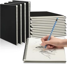 12 Pack Sketch Books Bulk 7.5" x 10" Spiral Bound Sketch Pads for Drawing Hardco