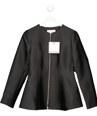 Aligne Black Dara Satin Zip Blazer UK 10