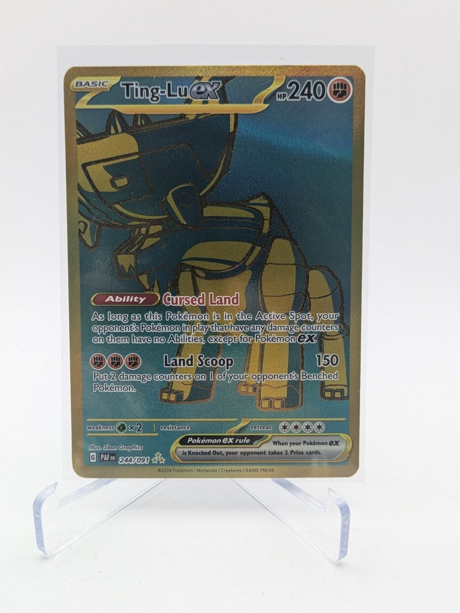 pokemon paldean fates gold cards PULLED!!! Great Tusk ex Tin Opening! Pokemon TCG Paldean Fates Full