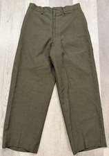 Vintage 50s Men  s Army Green Wool Cadet Trousers Pants - 30 Waist