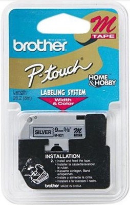 Brother P-Touch M-921 9mm Black on Silver M Tape M921