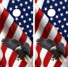 American Bald Eagle Flag Triange Design Cornhole Board Decal Wrap FREE SQUEEGEE