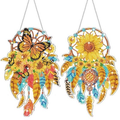 2 Pcs Sunflower Dream Catcher Diamond Art Kit Full Drill Wall Decoration