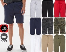 Mens Midweight Fleece Shorts Back and Hand Pockets Soft Blended Short XS-2XL NEW