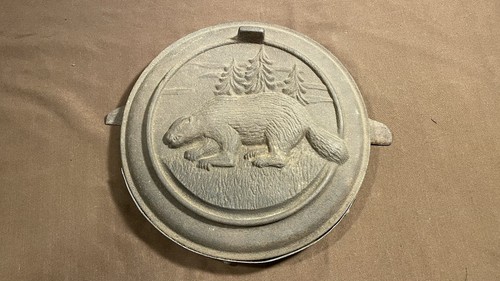 Antique Beaver Furnaces Stove Plate Cast Iron