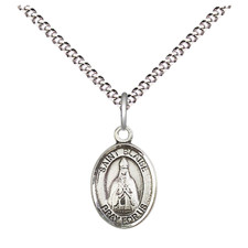 Small Pewter Saint Blaise Medal Pendant 18" Lobster Claw Catholic Necklace