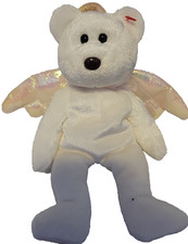Ty Beanie Baby Halo Angel Bear White Plush Iridescent Wings Collectible