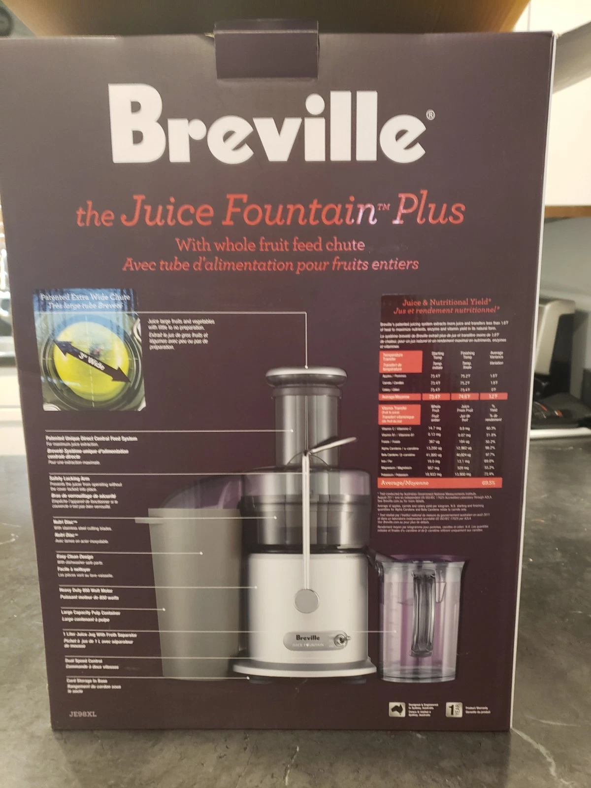 Breville Juice Fountain Plus Juicer JE98XL Very good Used condition.
