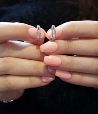 2 Ct Round Cut White Huggie Hoop Earring Moissanite 14K White Gold Plated