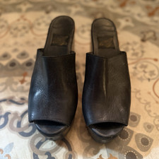 FB-KANE Womens Black Leather Slide Sandals Sl...