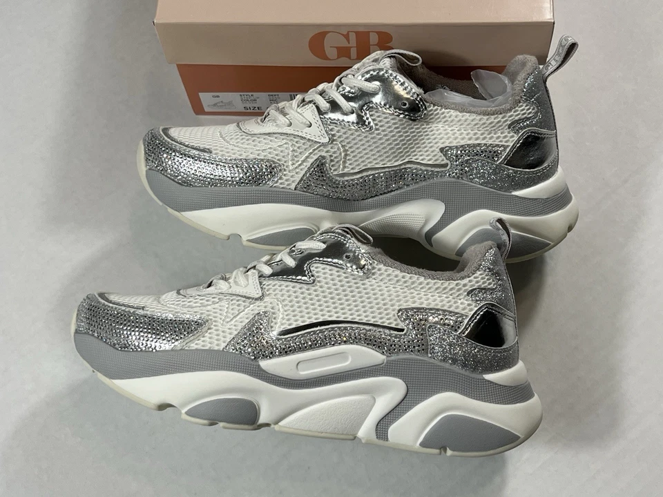 Zapatillas Gianni Bini StepUp Gruesas Patform Plateadas y Blancas EE. UU. Para Mujer Talla 8 Nuevas con Etiquetas Foto 3 de 4