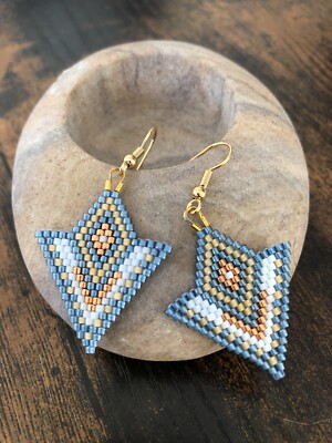 Boucles D'oreilles En Perles Miyuki Delicas Tissées à La Main - Neuf Sans Emballage - Fait Main