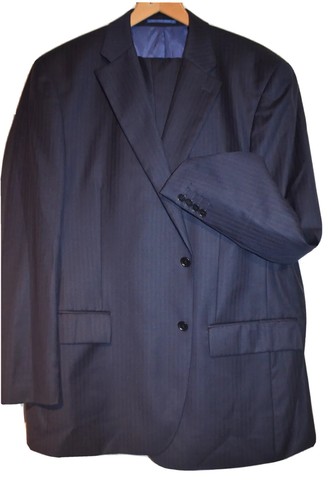 PIERRE CARDIN CLASSIC ELEGANT NAVY STRIPED BUSINESS/WORK SUIT JACKET UK 46R - Picture 3 of 7