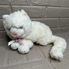 Hugfun Laying White Kitten Cat Plush Stuffed Animal Toy 11"