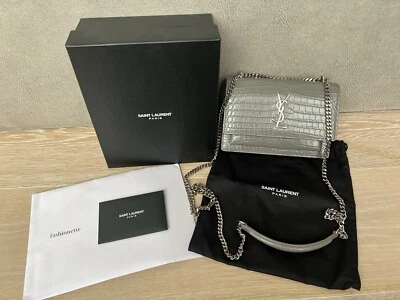 Saint Laurent Handtasche Sunset Wallet Chain Grau Wie Neu Mit Rechnung - Bild 1 von 4